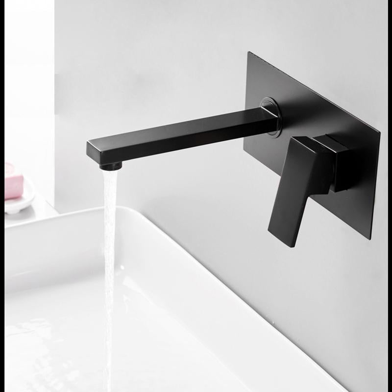 Obsidian – Matte Black Wall-Mounted Basin Faucet