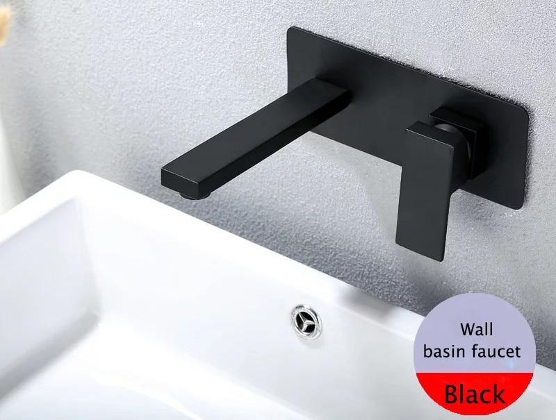 Obsidian – Matte Black Wall-Mounted Basin Faucet