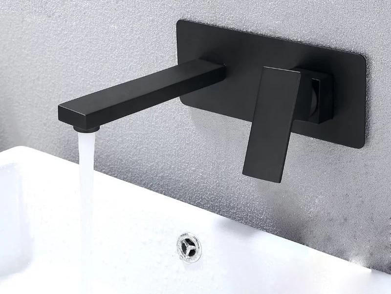 Obsidian – Matte Black Wall-Mounted Basin Faucet
