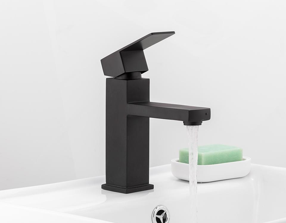 Basalt – Matte Black Square Stainless Basin Faucet