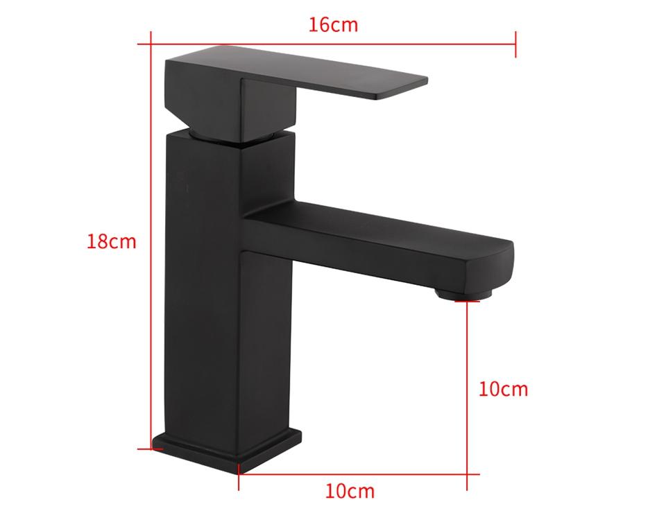 Basalt – Matte Black Square Stainless Basin Faucet