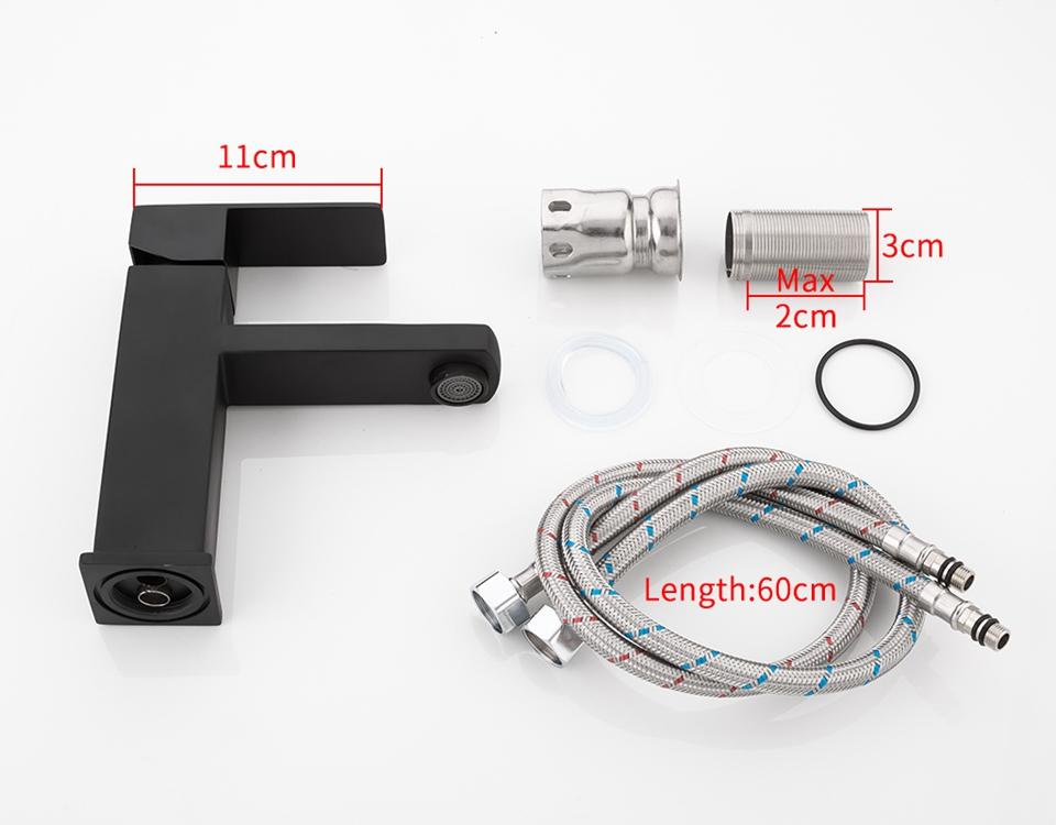 Basalt – Matte Black Square Stainless Basin Faucet