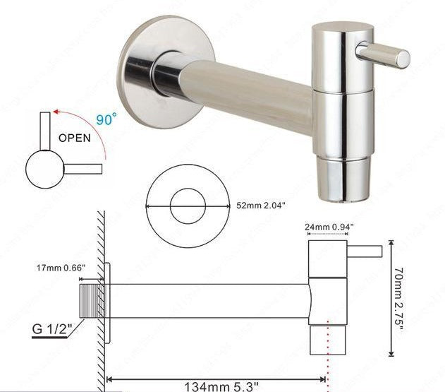 Pavia – Chrome Wall Mounted Single Lever Tap