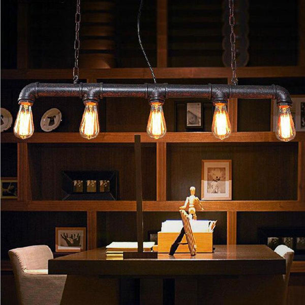 Ironstrand – Five-Light Industrial Pipe Chandelier