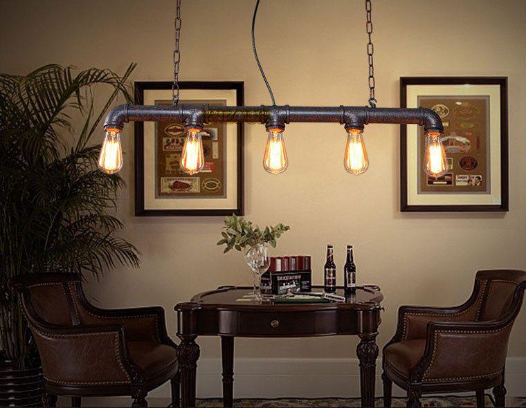 Ironstrand – Five-Light Industrial Pipe Chandelier