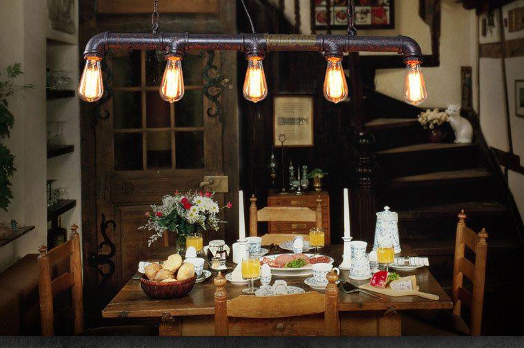 Ironstrand – Five-Light Industrial Pipe Chandelier