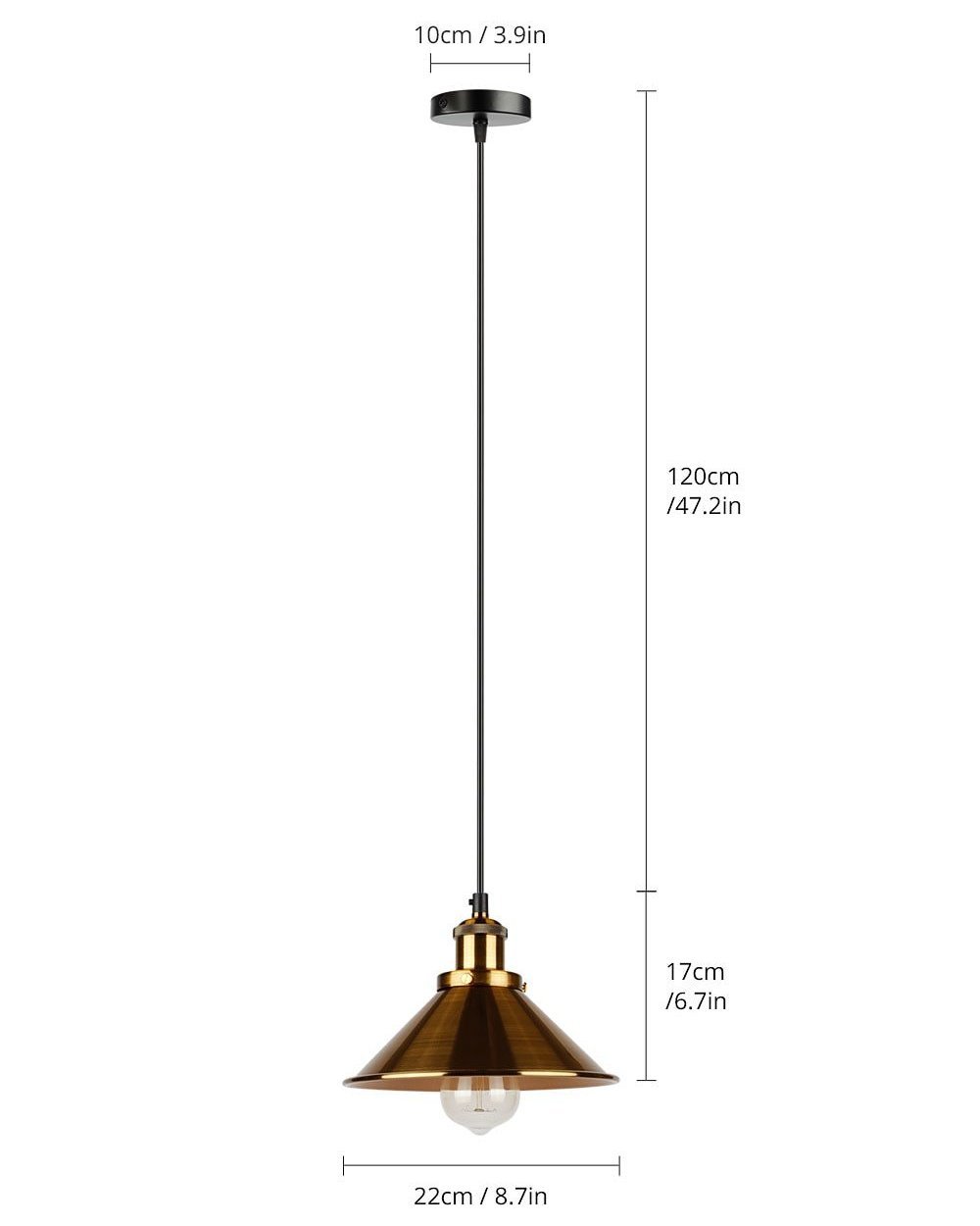 Fumi – Small Iron Cone Shade Pendant