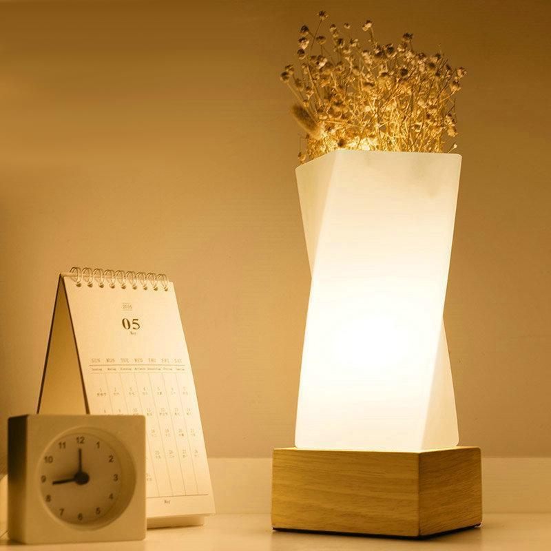 Spire – Twisted Wood, Glass & Ceramic Table Lamp