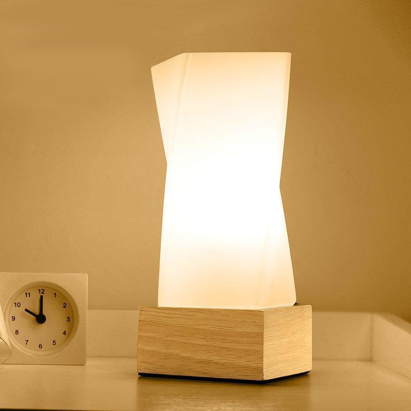Spire – Twisted Wood, Glass & Ceramic Table Lamp