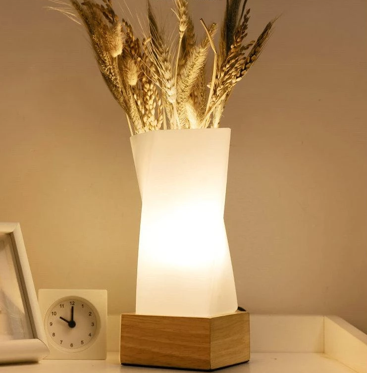Spire – Twisted Wood, Glass & Ceramic Table Lamp