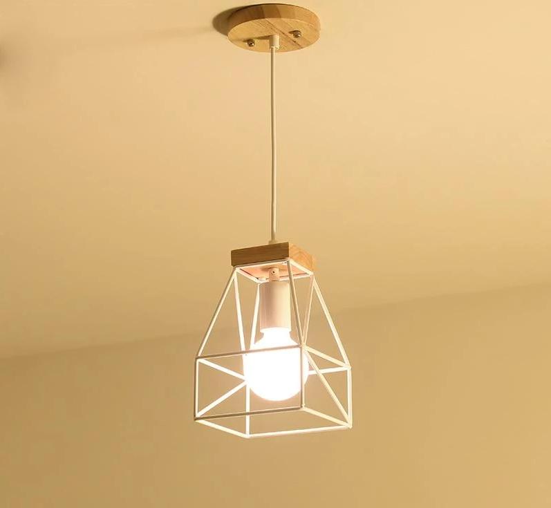 Corbel – Industrial Wood & Iron Cage Pendant