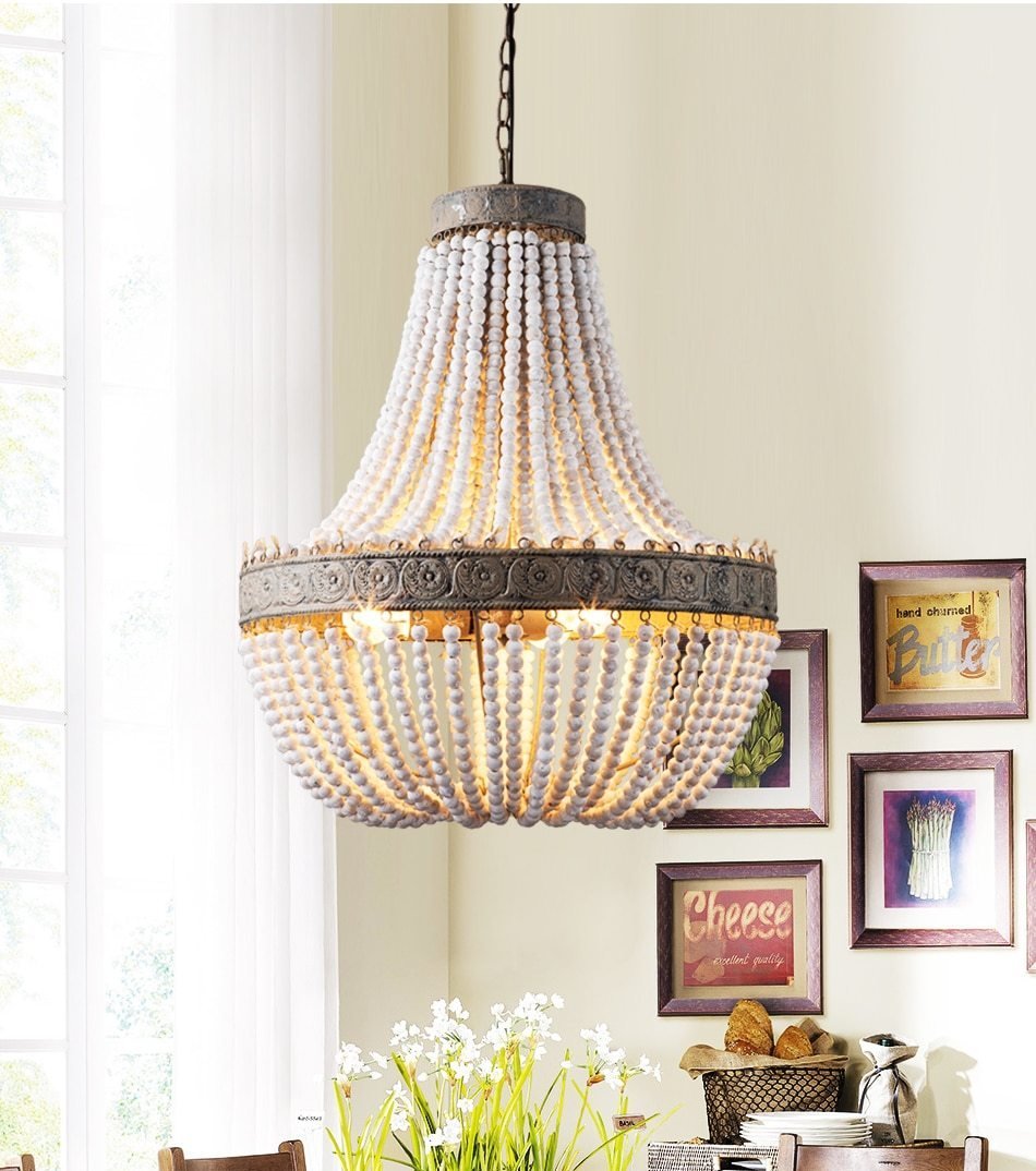 Tsubu – Round Wooden Bead Chandelier