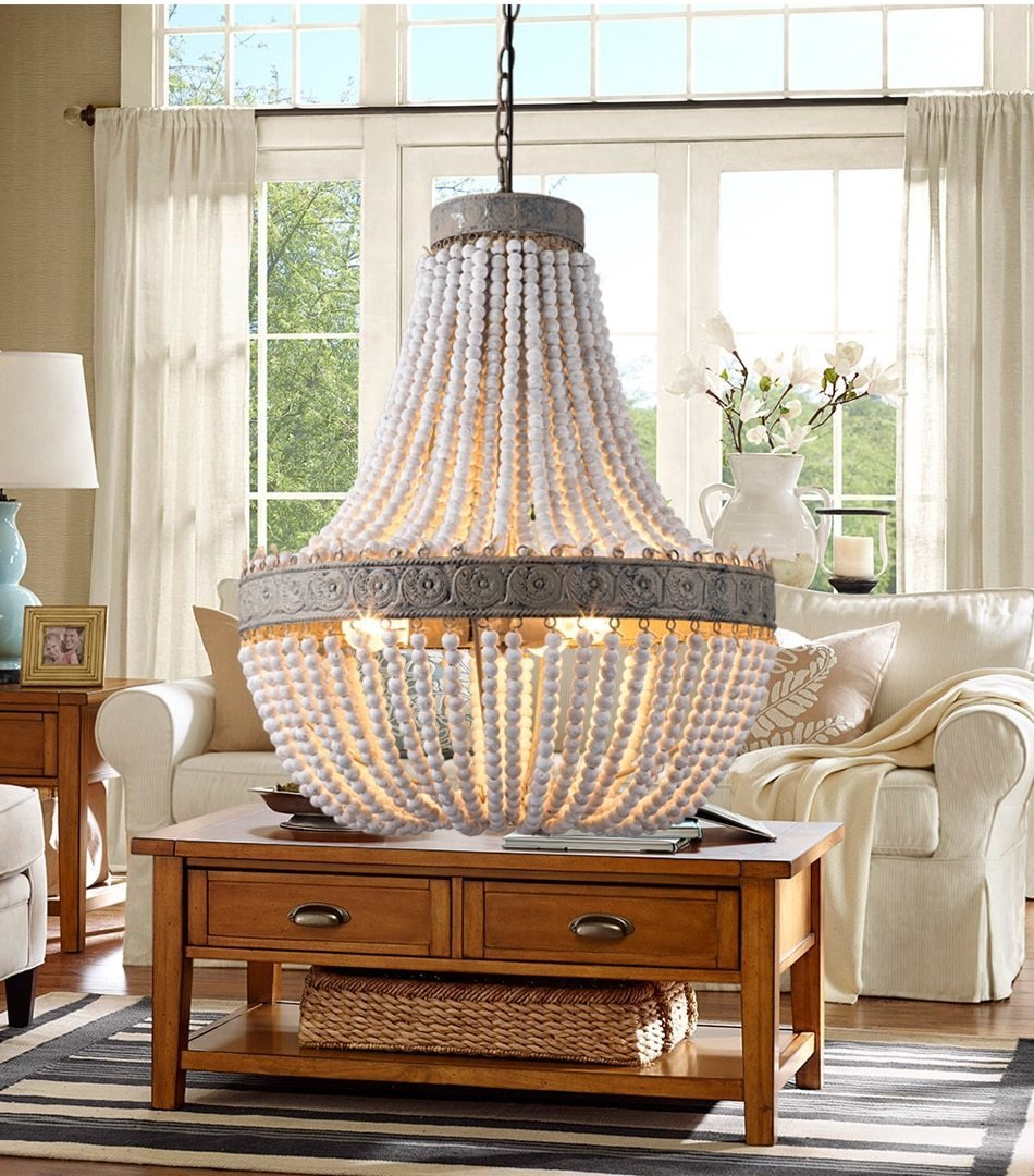 Tsubu – Round Wooden Bead Chandelier
