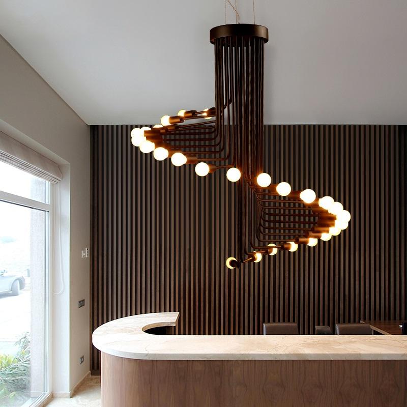 Vortica – Polished Iron Spiral LED Chandelier