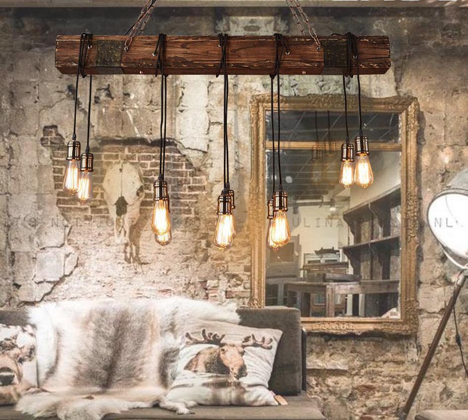 Hari – Rustic Wooden Beam Linear Pendant
