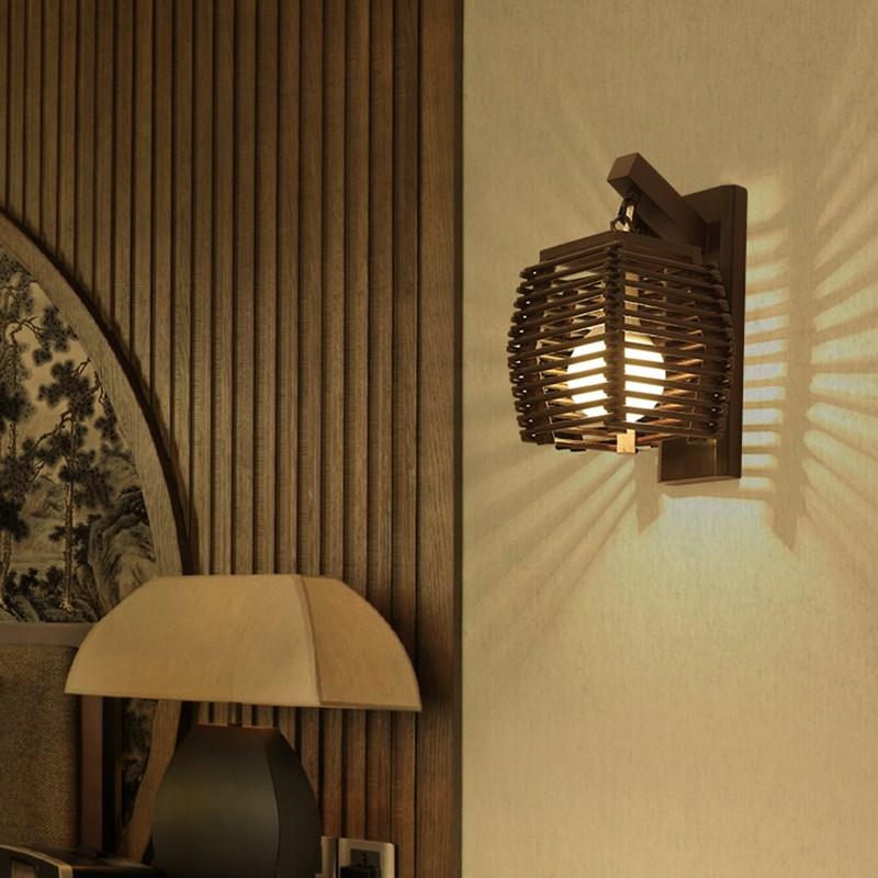 Koya – Carved Wood Lantern Wall Light