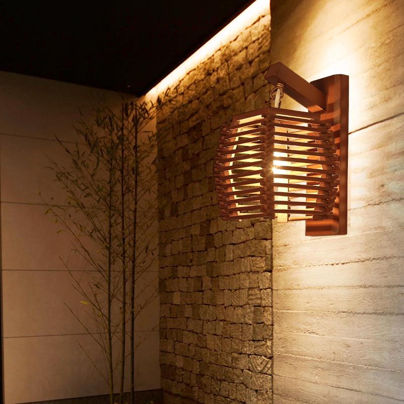 Koya – Carved Wood Lantern Wall Light