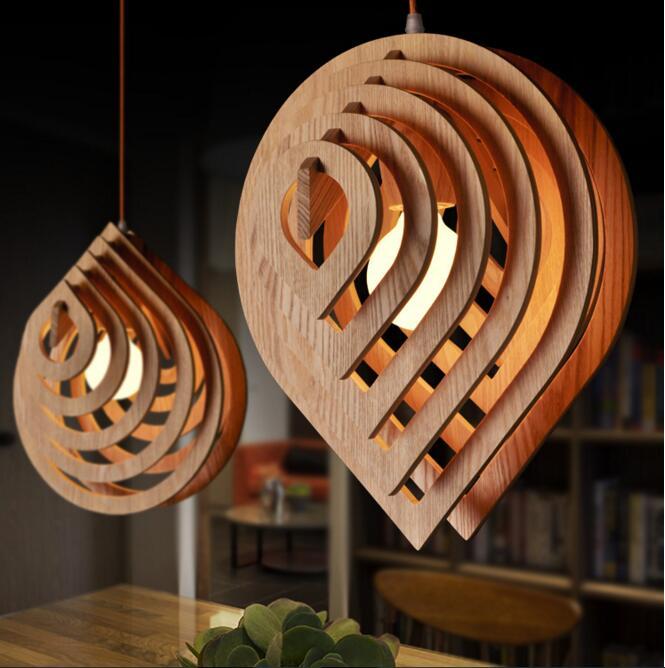 Oriel – Reversible Varnished Wood Drop Pendant