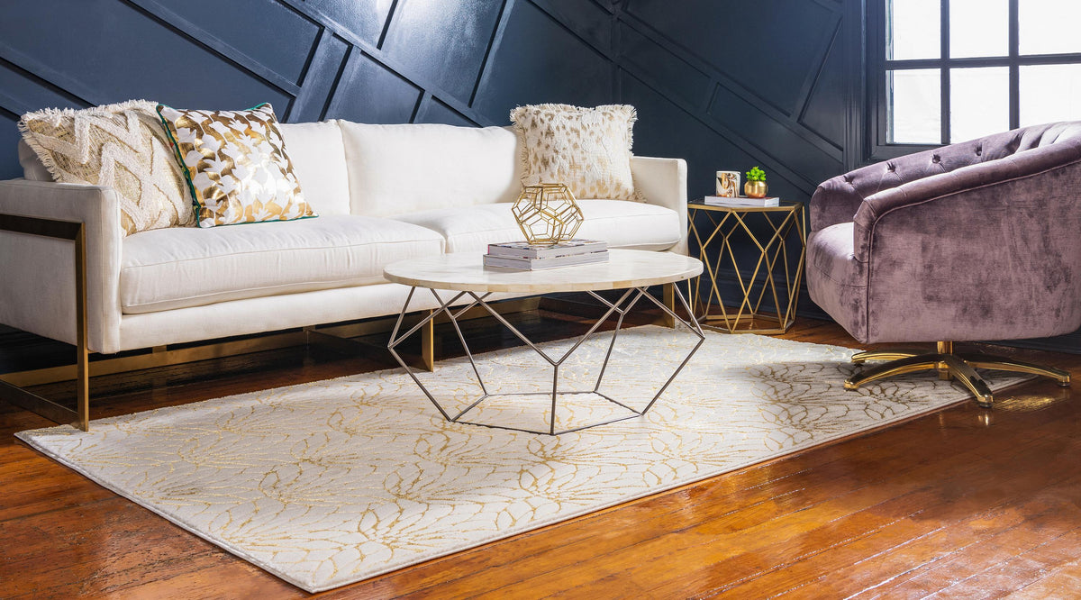 Vivienne – Lotus Motif Polyester Area Rug